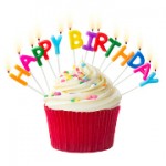 Cupcake mit Happy Birthday Kerzen