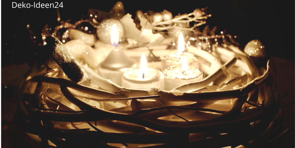 Deko-Ideen24 Blog: Holzkranz mit weißen Kerzen