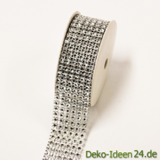 Strassband, 3 cm breit in silber