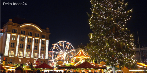 Deko-Ideen24 Blog: Weihnachtsmarkt beleuchtet mit riesigem Weihnachtsbaum 