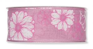 Blüten Dekoband Blumen rosa weiß 40mm20m