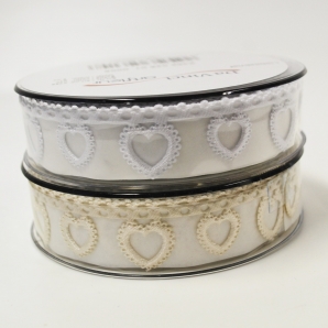 Herz Dekoband Liebesbrief in weiß oder creme 25mm5m