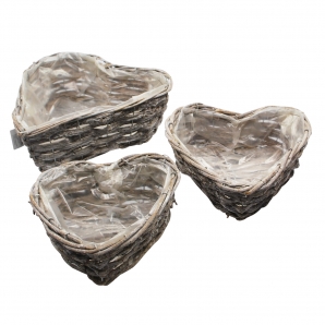 Korbschale Herz weiß drei Größen 1Set