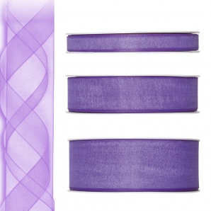 Dekoband Organza lila 50m in drei Größen