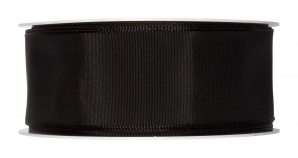 Satinband - Drahtkante schwarz 40mm x 25m
