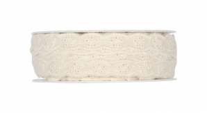 Hochzeitsband aus Baumwolle mit Lochstickerei creme 10mm10m