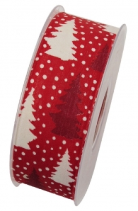 Weihnachtsband Tannenbaum rot-weiß 40mm20m