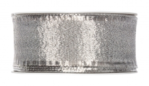 Weihnachtsband silber -Drahtkante - 40mm25m