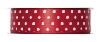 Dekoband Satin rot mit Punkten 25mm20m