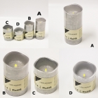 LED-Kerze aus Wachs silber Batteriebetrieb in verschiedenen Größen
