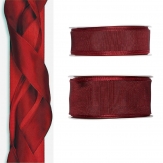 Satinband - Drahtkante bordeaux-rot 25m in zwei Größen