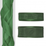 Satinband - Drahtkante grün 25m in zwei Größen
